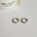 Bamboo-style S925 sterling silver hoop earrings with elegant segmented texture in silver finish - Silver Bamboo Texture Hoop (E053)