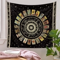 Detail of bohemian black tarot tapestry with zodiac wheel and constellation patterns - Qy905-2 / 73X95CM (Brushed Fabric)