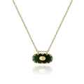 Collana vintage in acciaio inossidabile placcato oro 18K con ciondolo ovale verde - verde scuro