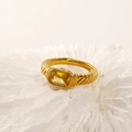 Detailed close-up of a 18k gold plated ring featuring a rectangle yellow zircon stone - Gold Yellow Zirconia