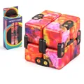 Infinity cube stress relief toy in red abstract pattern with retail packaging box - Stress Relief Cube (NO.168-8-9) / 71.8g / Red
