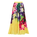 Dettaglio di una gonna lunga a vita alta con stampe floreali e fascia elastica in vita - Skirts