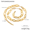 Gouden titaniumstalen sieradenset met in elkaar grijpende 1,7 cm schakels - Gouden Ketting / 90+5cm