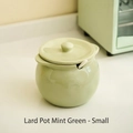 Mint green ceramic lard jar small size with lid and porcelain spoon for kitchen storage - 700ml Glossy Mint Green Stone Pattern