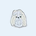 Dettaglio della spilla smaltata a forma di cane maltese bianco in lega di zinco - 6-Maltese/Shih Tzu