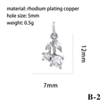Pendentif cerise en cuivre rhodié et oxydes de zirconium pour bijoux artisanaux - Cerise Argentée (B-2)