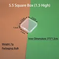 Compact square transparent PP storage box with 5.5cm hinge lid for DIY craft stationery - New 5.5cm Square Box Height 1.5cm