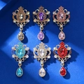KZ068 Crown Drop Water Rhinestone Brooch Set