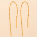 Minimalistische S925 Sterlingsilber Kette Ohrringe mit langem Stabanhänger in Goldoptik - Vergoldeter S925 Sterling Silber Stil / Ein Paar / Gold