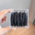 Elastici neri per capelli in scatola, struttura a coste per una presa forte e sicura - Confezione in scatola / 6# Stile Filettato Nero (50 Pezzi/Scatola)