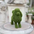 Green flocked poodle garden statue with realistic moss texture for outdoor yard decor - Poodle