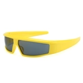 Neon yellow Y2K sports sunglasses with dark lenses for cycling and fashion - Yellow Frame Grey Lens