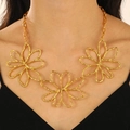 Hollow Three-Flower Long Linked Necklace (S195)