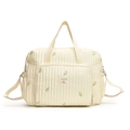 Borsa fasciatoio trapuntata con ricamo di tulipani e grande capacità in bianco crema - Tulipano Bianco