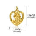 Pendaglio a cuore con rosa in acciaio dorato e dimensioni di 2,2x1,6 cm specificate - Cuore Rosa Traforato - A0001501