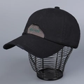 Cappellino da baseball in cotone nero con ricamo R-U-N verde e dettagli vintage strappati - M (56-58cm) / Nero