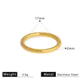 Anillo sencillo de acero inoxidable dorado, impermeable e hipoalergénico para mujer - Banda Lisa Redonda Minimalista Dorado Talla 7 (NB-R24246-7号)