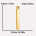 Detailed view of gold rectangle pendant showing 4.0cm length and 0.5cm width dimensions - Gold