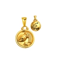 Golden Aquarius zodiac pendant set with embossed star patterns and celestial engravings - Aquarius (SP343G-11)