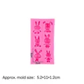 Pink 6-cavity rabbit silicone mold for 3D bunny jelly, mousse and cake decorating - 1# (6 Holes Rabbit) / Pink