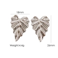 Polished silver leaf earrings in titanium steel with realistic tropical plant veins - Steel