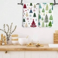 Festive Christmas kitchen towels with assorted holiday tree patterns and Merry Christmas text - Multiple Styles Christmas Tree Print Style (MJBT66-60) / 2 Pieces/Pack (40*60cm) / Colorful Christmas Trees Combination