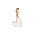 Golden heart pendant with white enamel inlay for DIY jewelry and phone charms - White