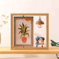 Cadre photo rotatif en bois avec figurines de couple et ornement lumineux romantique - 6 Pouces Avec Lampe Figurines Couple / Double Face Couple Vertical 6 Pouces