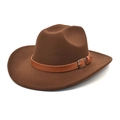 Dark brown wool felt western cowboy hat with adjustable leather band and silver buckle - M (56-58cm) / Coffee