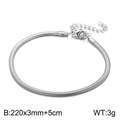 Silver stainless steel snake chain bracelet with lobster clasp and adjustable extension - 3mm x 22cm + 5cm / Steel