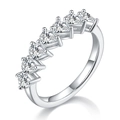Elegant S925 sterling silver band ring featuring seven pear-cut moissanite diamonds - US 4.25 (HK 9) / Pear Cut (BC-YXPJ7)