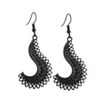 Boucles d'oreilles ethniques rétro noires avec motif floral ajouré de style bohème - Noir Mat Évidé (10908)
