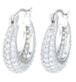 Orecchini a cerchio in argento con zirconi scintillanti e design vintage a rombi - Grande / Argento