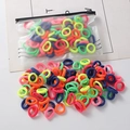 Colorful high elasticity hair bands set in a matte frosted zipper storage pouch - 100 Pieces Set / Blue Fluorescent Series