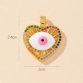 Golden heart-shaped Evil Eye pendant with rainbow gemstones, size 2.4cm by 2.0cm - Gold Heart with Central Evil Eye Colorful Zircon Pendant (2)