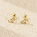 Orecchini a perno in argento S925 placcati oro con zirconi a forma di goccia - Argento 925 / Oro