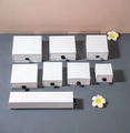 White sliding jewelry gift box in various sizes with black ribbon pull for rings and necklaces - 21x4.5x3.5cm / White (Black Ribbon)