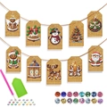 DIY Christmas Diamond Painting Gift Tag Kit with Snowman and Reindeer ornaments - Style 2 (Pattern)
