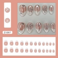 Unghie finte french con fiocchi 3D argento e strass su base rosa nude - Stile Francese Z1097 Cold Brew (Colla Inclusa)