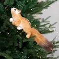 Ornamento scoiattolo di peluche per albero di Natale, 15 cm con misure dettagliate - Scoiattolo rampicante prono / cuoio