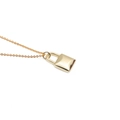 Elegant gold minimalist lock pendant necklace with a polished square design on a fine chain - 0310 Gold O-Chain with Lock Pendant