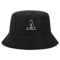 Chapeau bob noir à la mode en coton avec lettre A brodée blanche pour sport de plein air - Taille unique / Noir