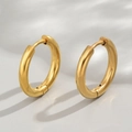 Poliertes Gold Edelstahl Kreolen Set mit minimalistischem Licht und Schatten Design - Gold