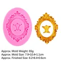 Pink silicone mold for European vintage relief frame with gold fondant sample - Style 1 (15-606) / Pink