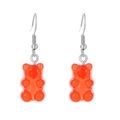 Translucent orange gummy bear drop earrings with silver metal hooks for women - Red