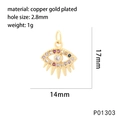 Detail of copper gold plated evil eye charm with 2.8mm hole for jewelry making - Small Eye (P01303)
