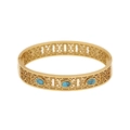 Gold-plated hollow cuff bracelet with turquoise stones and Greek key pattern - Greek Fret Turquoise Hollow Style (6#)