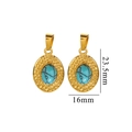Oval turquoise gold pendant with hammered texture, measures 23.5mm by 16mm - Light Turquoise