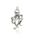 Silver octopus charm pendant made of zinc alloy for DIY jewelry making and crafts - 1Pc Octopus 17x31mm