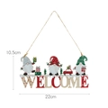 Targa natalizia in legno con gnomi e scritta Welcome, decorazione per porta da 22cm - Segnale Welcome